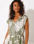 Robe courte macramé, imprimé tropical, taille smockée (kaki / beige)