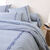 Linge de lit Faustine imprim&eacute; rayures et brod&eacute; - coton 57 fils/cm&sup2; (bleu)