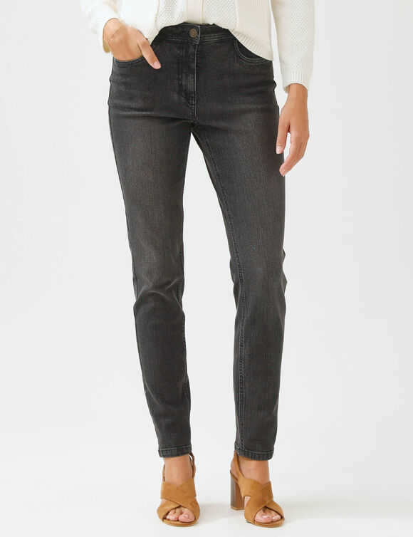 Slimbroek, hoge taille, gemiddelde lengte (used black)