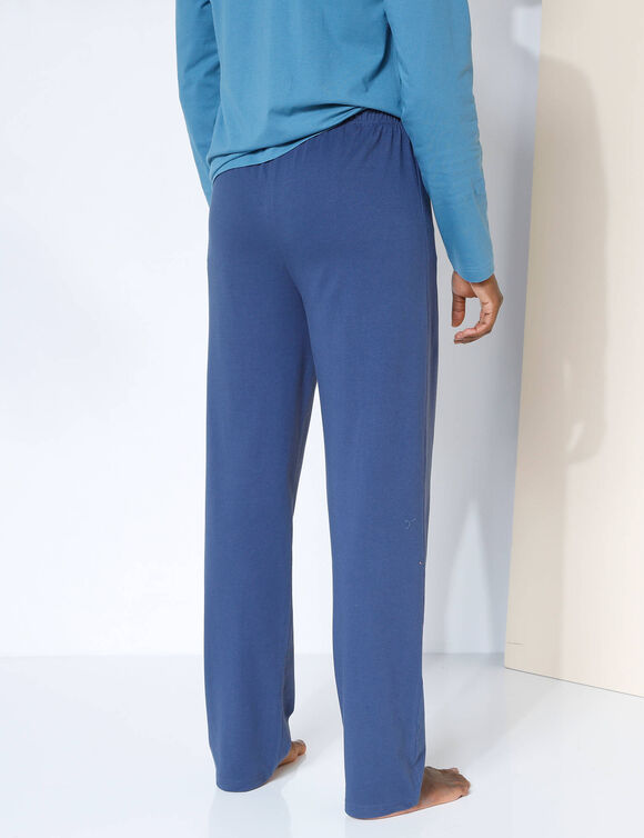 Pantalon pyjama coton uni (marine)