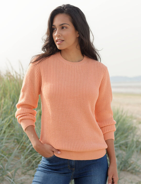 Pull col rond maille anglaise (p&ecirc;che)