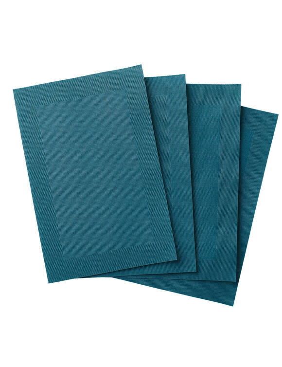 Set van 4 placemats - gevlochten vinyl (eendenblauw)