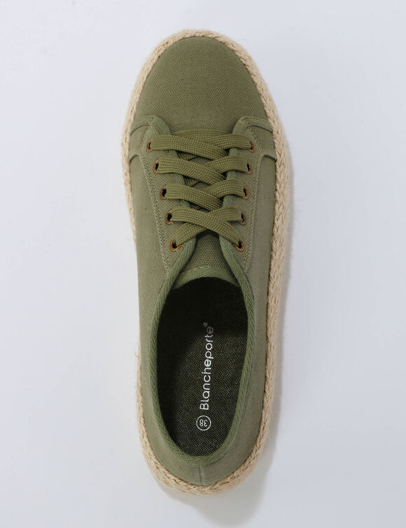  Tennis compens&eacute;es semelle corde (kaki)