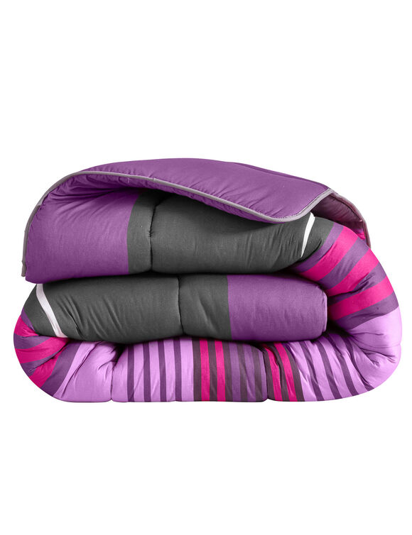 Couette coton imprimée Detroit 400 g/m² (prune)