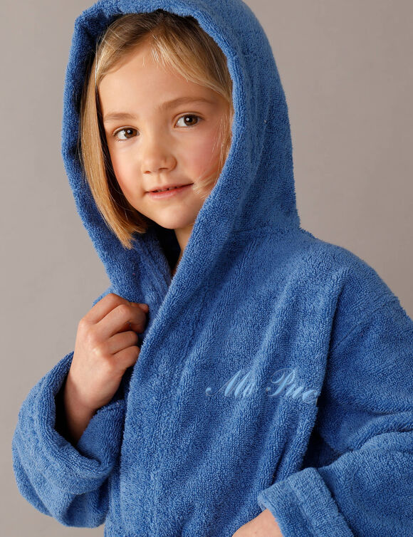 Peignoir enfant éponge à capuche personnalisable  (bleu dur)
