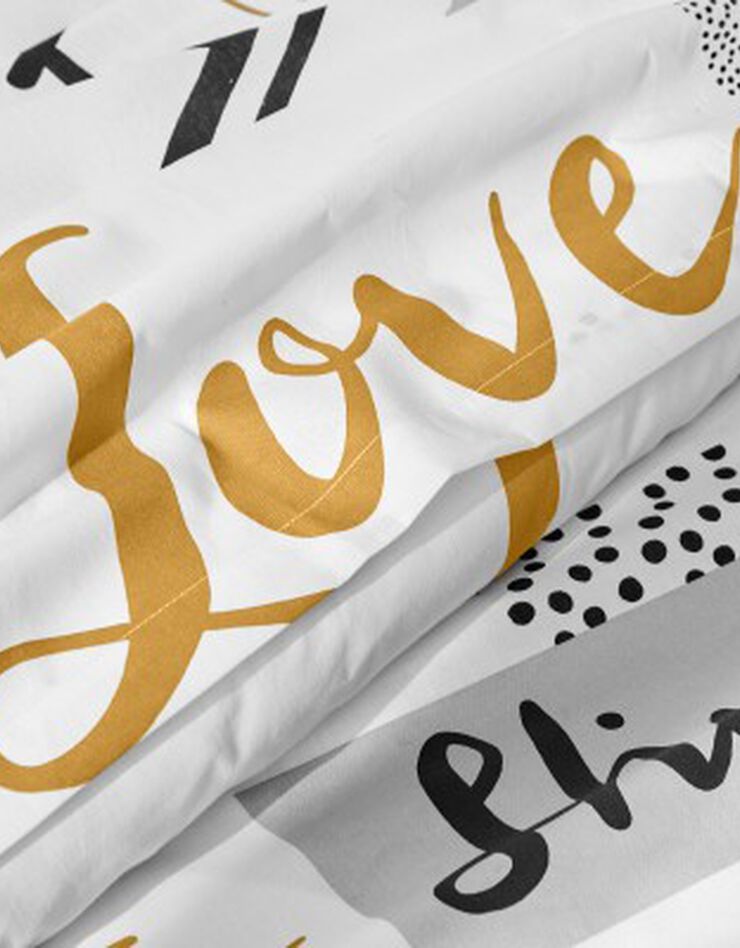 Linge de lit Love en coton imprimé coeurs, blanc, hi-res image number 7