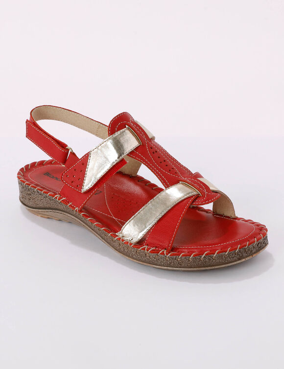 Sandales cuir bicolore extra souple (rouge)
