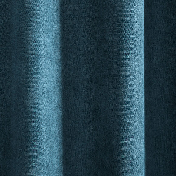 Rideau occultant et isolant finition galon fronceur (bleu paon)
