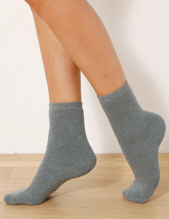 Chaussette chaleur intérieur bouclette - lot de 2 paires (gris chiné + noir)