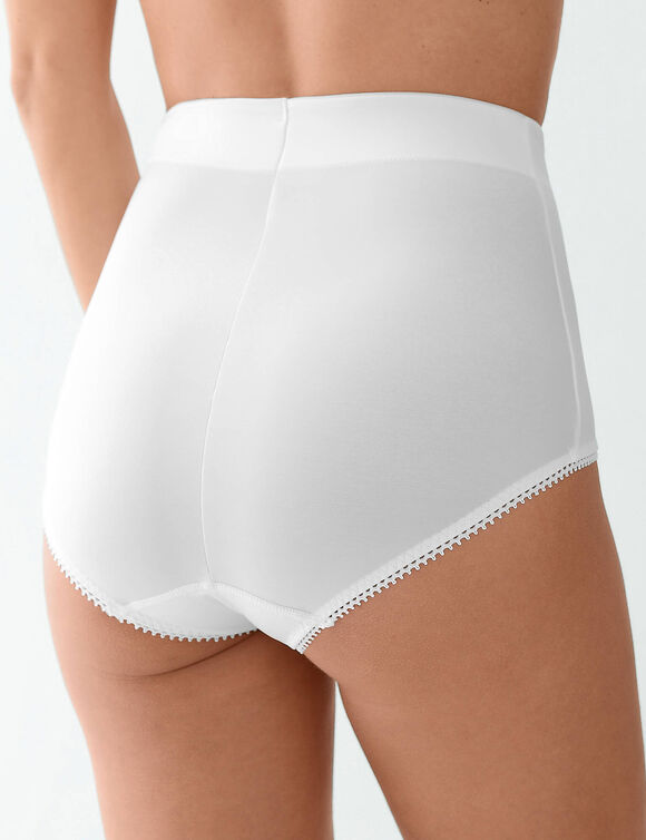 Gaine affinante maille satinée et tulle jacquard - maintien intense (blanc)