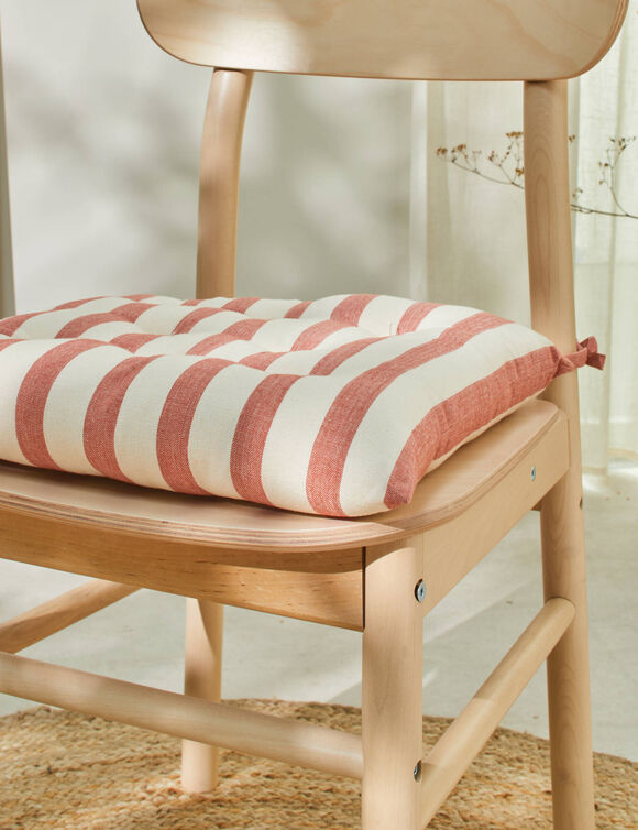 Galette de chaise carrée rayée - lot de 2 (terracotta)