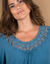 Tunique macramé manches 3/4, crépon (bleu grisé)
