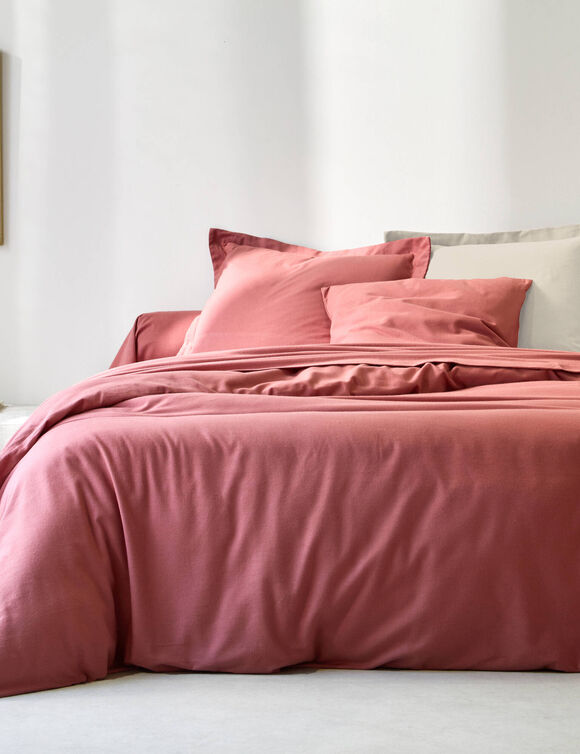 Linge de lit uni flanelle (bois de rose)