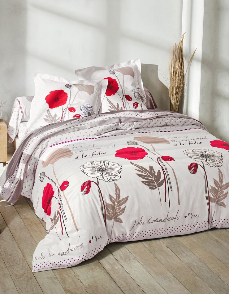 Linge de lit Coquely en coton à motifs coquelicot, blanc Linge de lit Coquely en coton à motifs coquelicot, blanc, hi-res image number 0