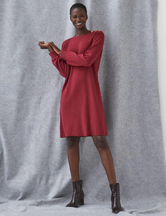 Robe pull boutons   (rouge fonc&eacute;)