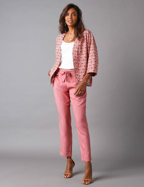 Veste kimono imprimée (bois de rose)