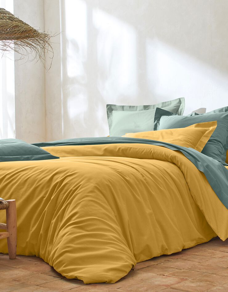 Linge de lit uni coton (vert amande)