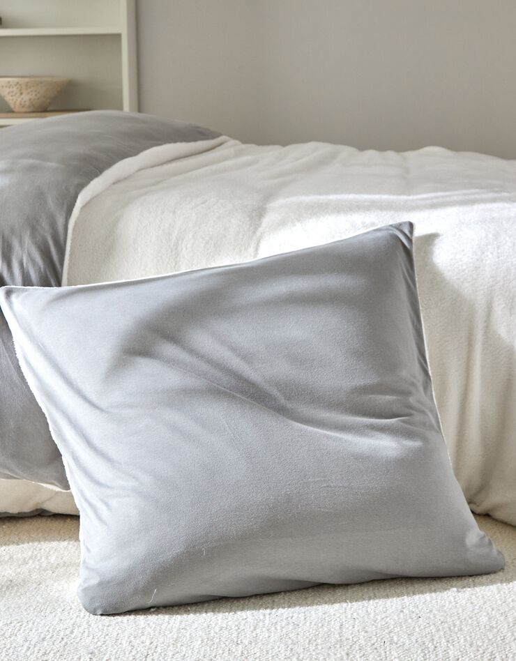 Omkeerbaar bedlinnen in jerseyfleece met pluchetouch (grijs)
