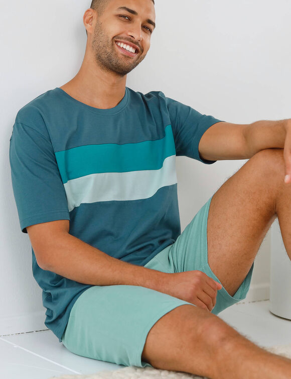 Short pyjama coton uni (aqua)