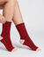 Sokken van kabeltricot met contrasterende afwerkingen &ndash; set van 2 paar (rood / chocolade)