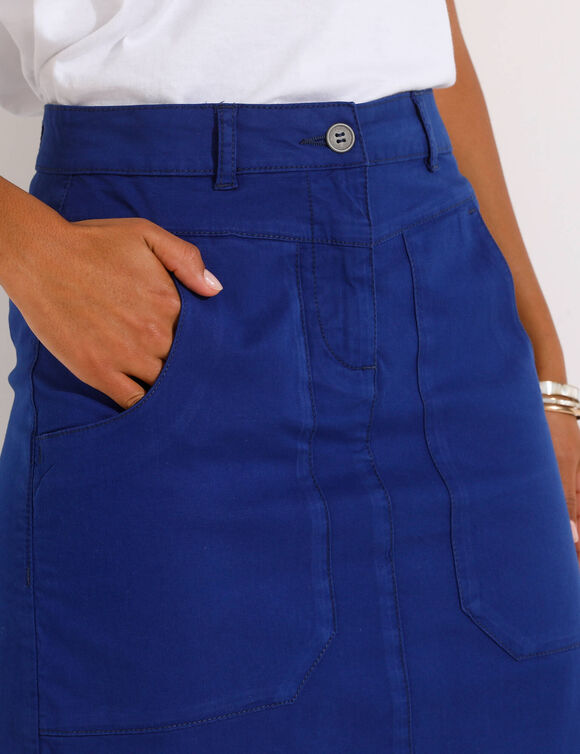 Jupe droite unie, twill (bleu dur)
