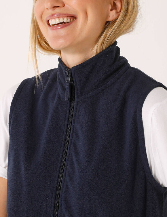 Veste zipp&eacute;e maille polaire, sans manches (marine)