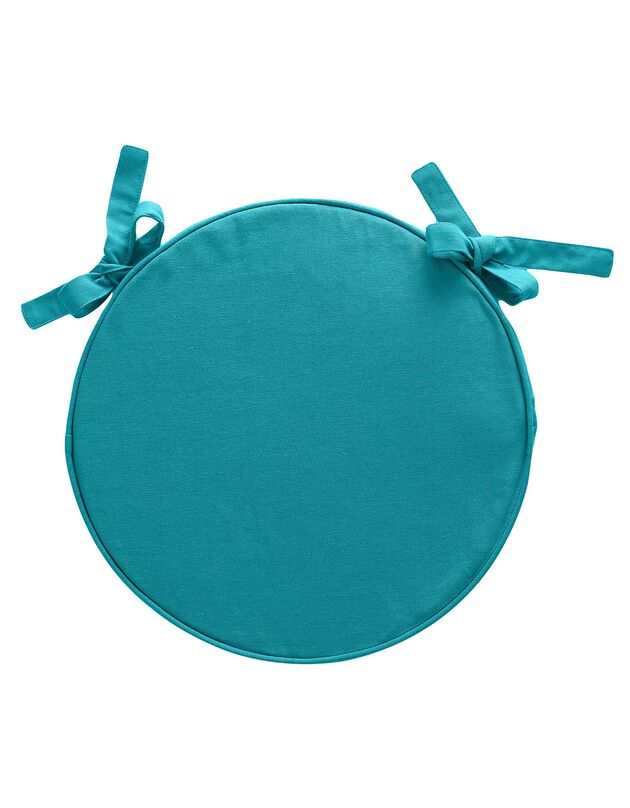 Coussin d'assise uni rond bachette (bleu canard)