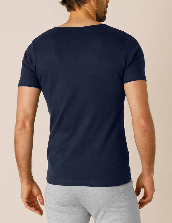 T-shirt sous-v&ecirc;tement homme col V manches courtes chaleur douce - lot de 2 (marine)