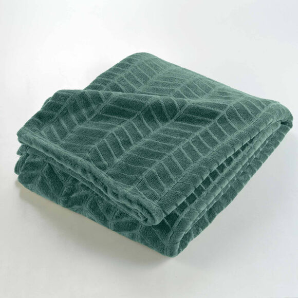 Plaid polaire reli&eacute;f&eacute; toucher peluche  (c&egrave;dre)
