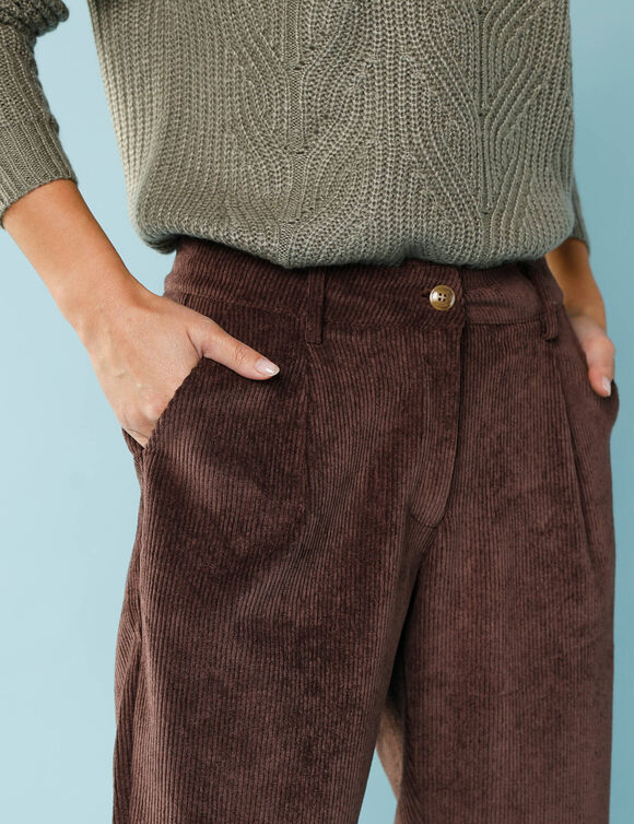 7/8-broek in velours, kleine lengtes (chocolade)