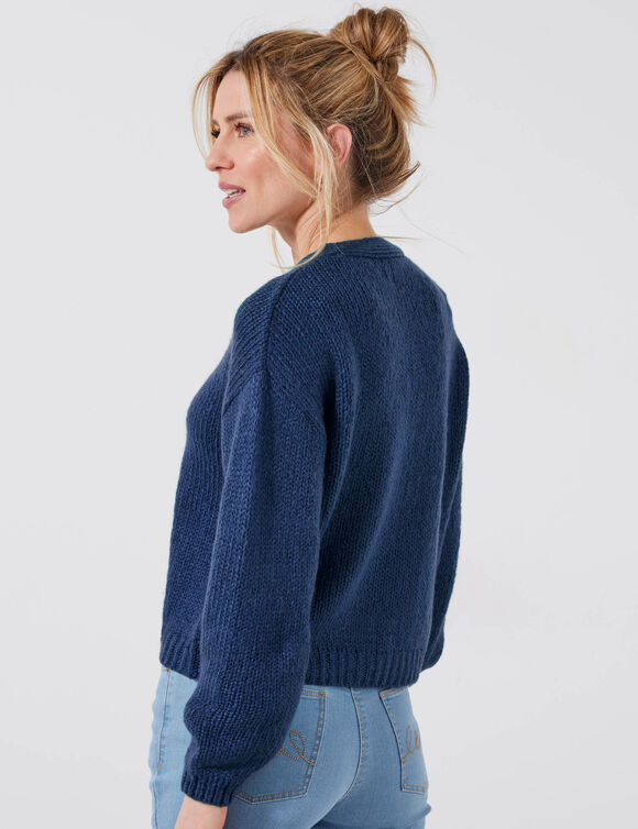Gilet col V boutonné (marine)
