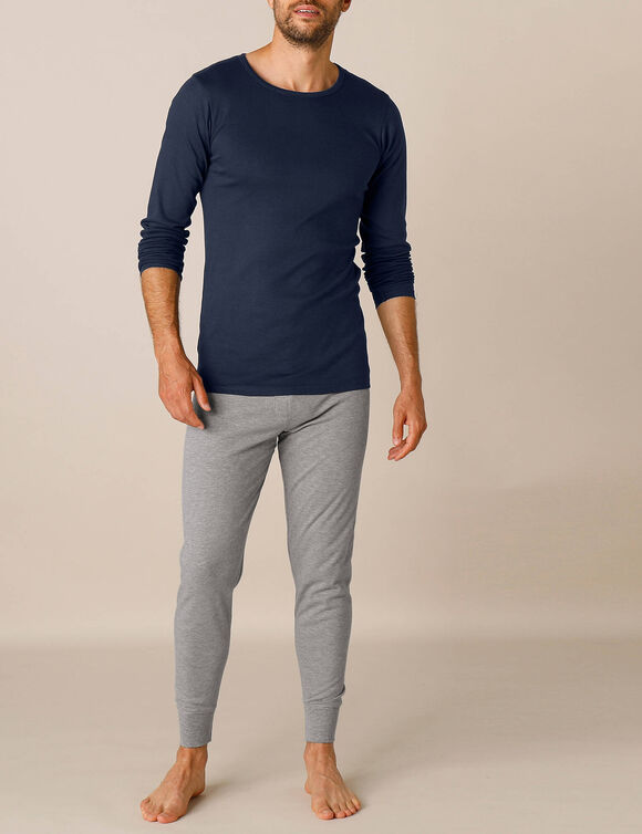 T-shirt met lange mouwen en lang rugpand - herenondergoed, set van 2 (marine)
