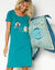 Chemise de nuit courtes manches courtes motif "hiboux" (vert sapin)