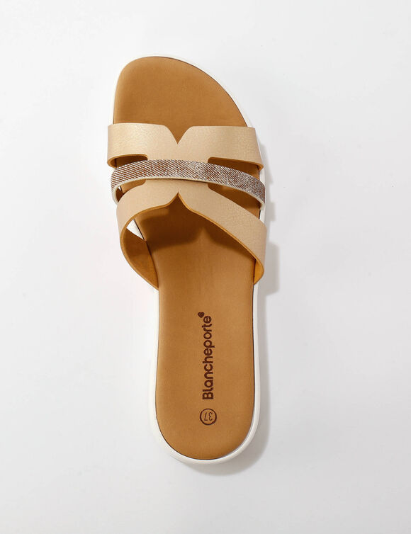 Mules iris&eacute;es l&eacute;g&egrave;res talon compens&eacute; (dor&eacute;)