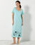 Lang nachthemd met poesprint - set van 2 (celadon / blauw)