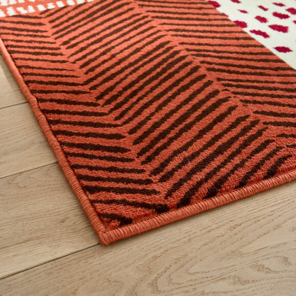 Tapijt met geometrisch motief (terracotta)