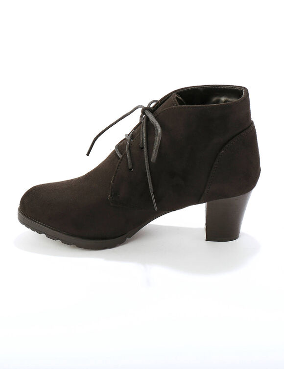 Low-boots met hak in houtstijl (zwart)