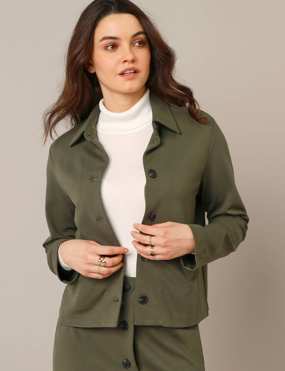Veste boutonnée, maille milano (kaki)