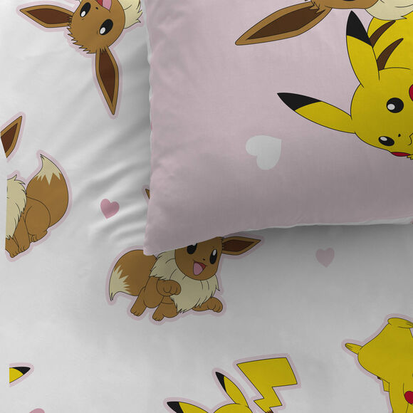 Parure de lit Pok&eacute;mon &Eacute;voli&reg; coton (rose)