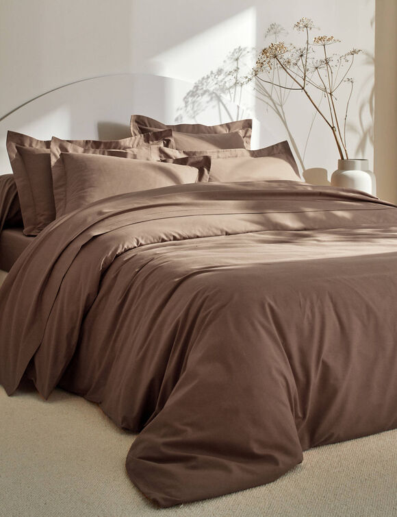 Effen bedlinnen in katoen (taupe)