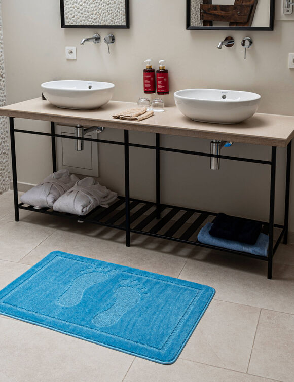 Tapis de bain motif fantaisie (bleu)