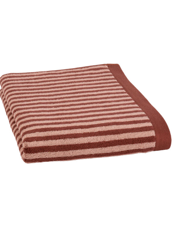 Serviette éponge coton fine rayure 500 g/m² (rouge / blanc)