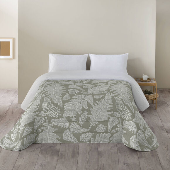 Dekbed in microvezel met herbarium-print 200 g/m&sup2; (groen / beige)