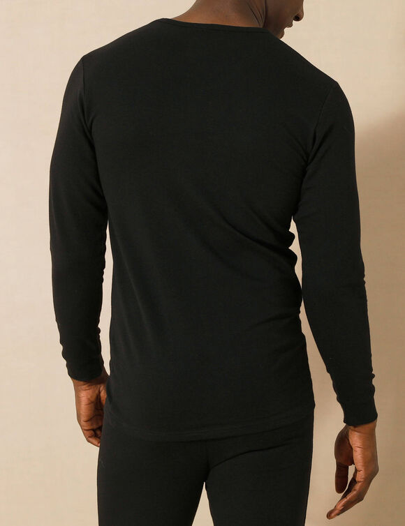 T-shirt sous-v&ecirc;tement homme col V manches longues chaleur mod&eacute;r&eacute;e - lot de 2 (noir)