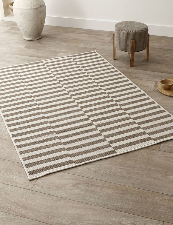 Tapis rectangulaire à rayures (taupe)