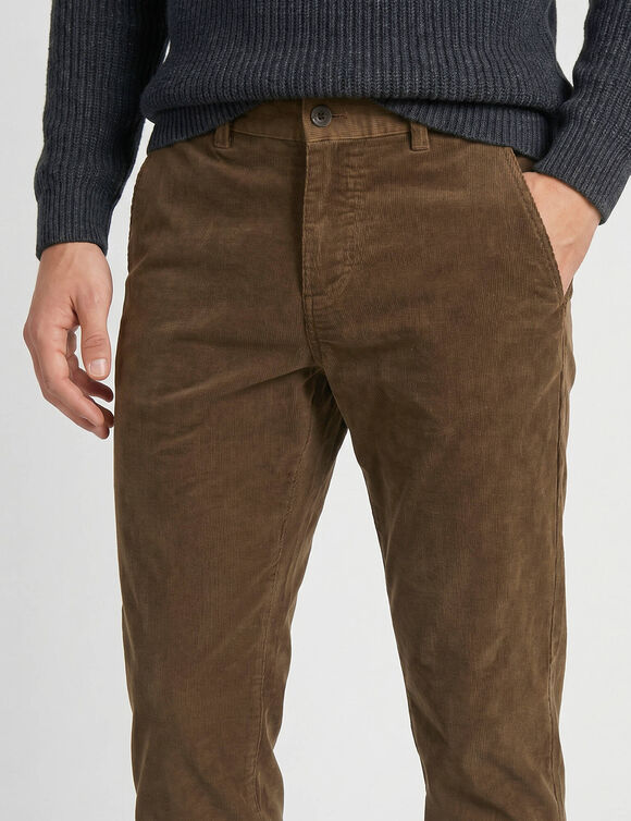 Pantalon chino velours fines c&ocirc;tes  (taupe)
