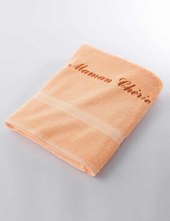 Effen handdoek, zacht comfort, personaliseerbaar (abrikoos)