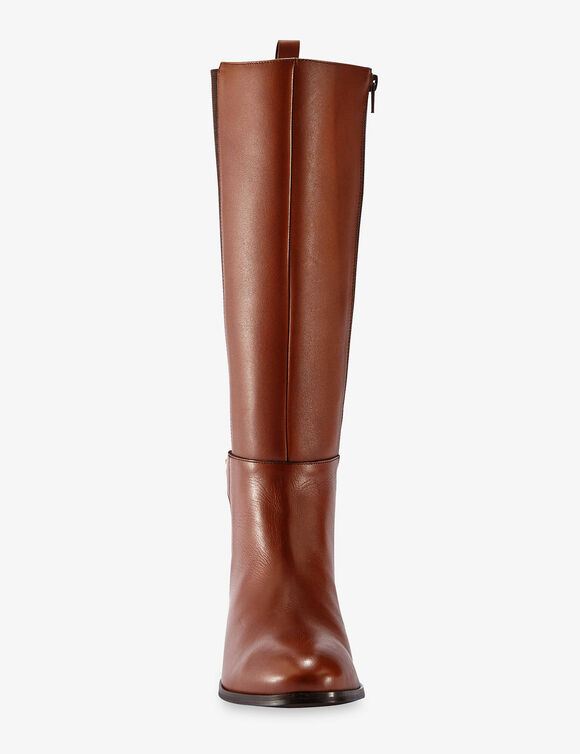 Bottes cavali&egrave;res en cuir, sp&eacute;cial larges mollets (marron)