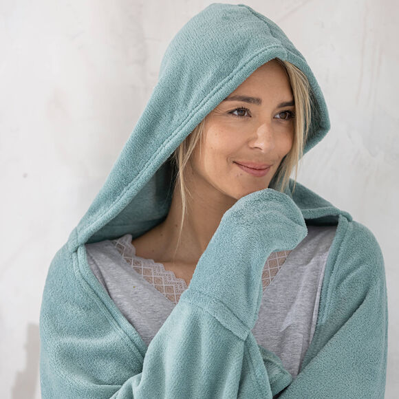 Plaid polaire à capuche (celadon)