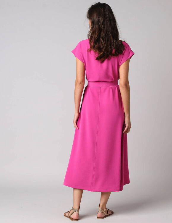 Robe longue boutonn&eacute;e effet froiss&eacute; naturel (rose)